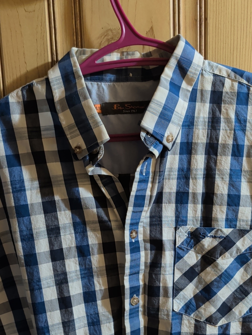 Ben Sherman Navy and White Checked Button-Down Shirt